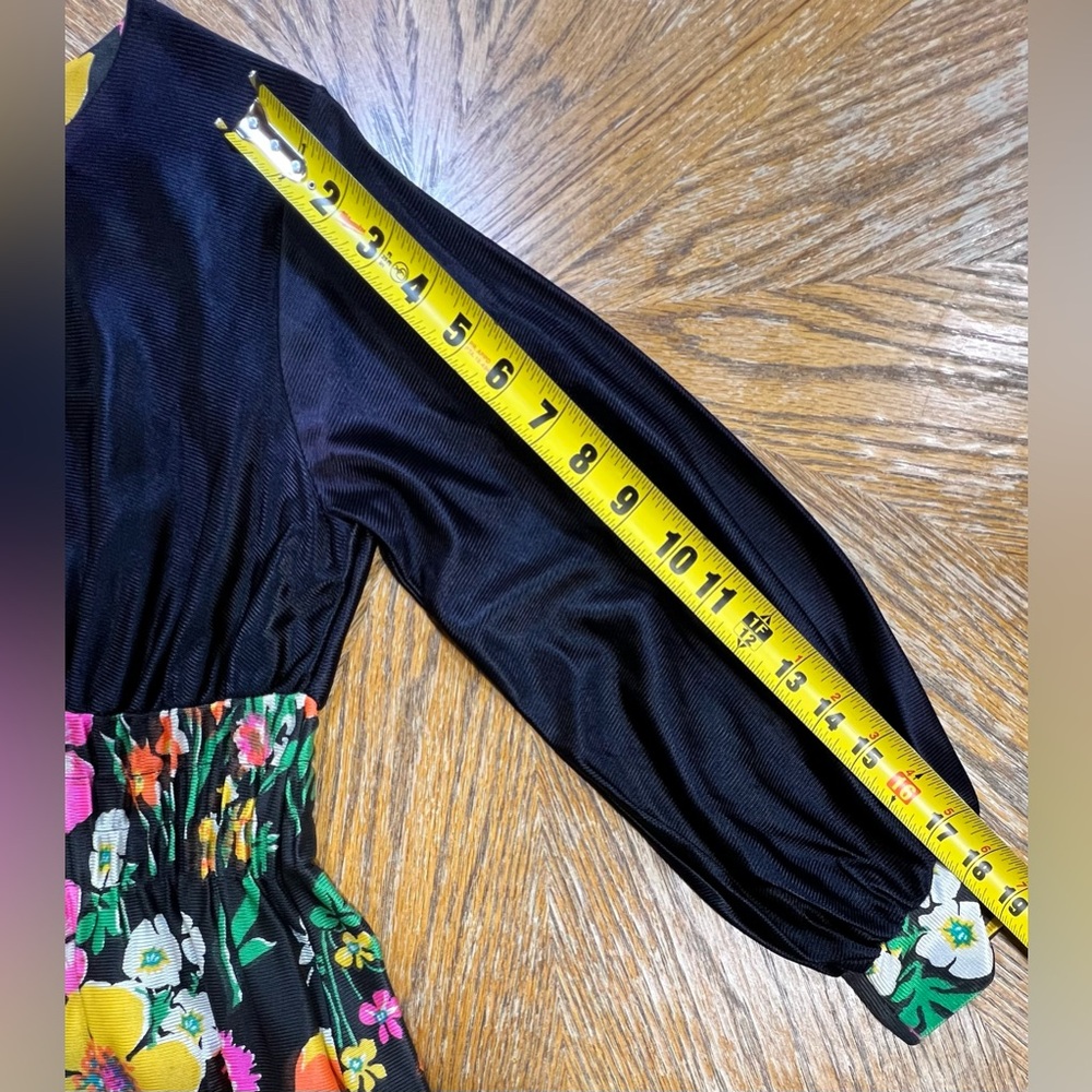 VINTAGE mid century‎ 60s dark flower long maxi dress hostess house gown 70s MOD - Picture 14 of 17